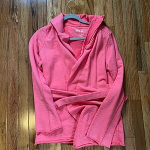 Lucky Brand Coral Cardigan with Tie waist and hood